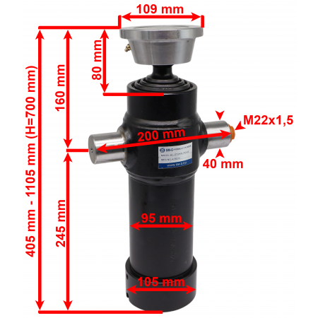 ZESTAW HYDRAULICZNY WYWROTU KIPRA 2,5m 700 mm 12V